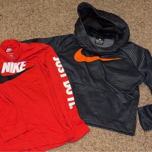 Nike Kids Red and Gray Long Sleeve Tees